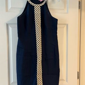Lilly Pulitzer Navy Dress with Gold Trim
